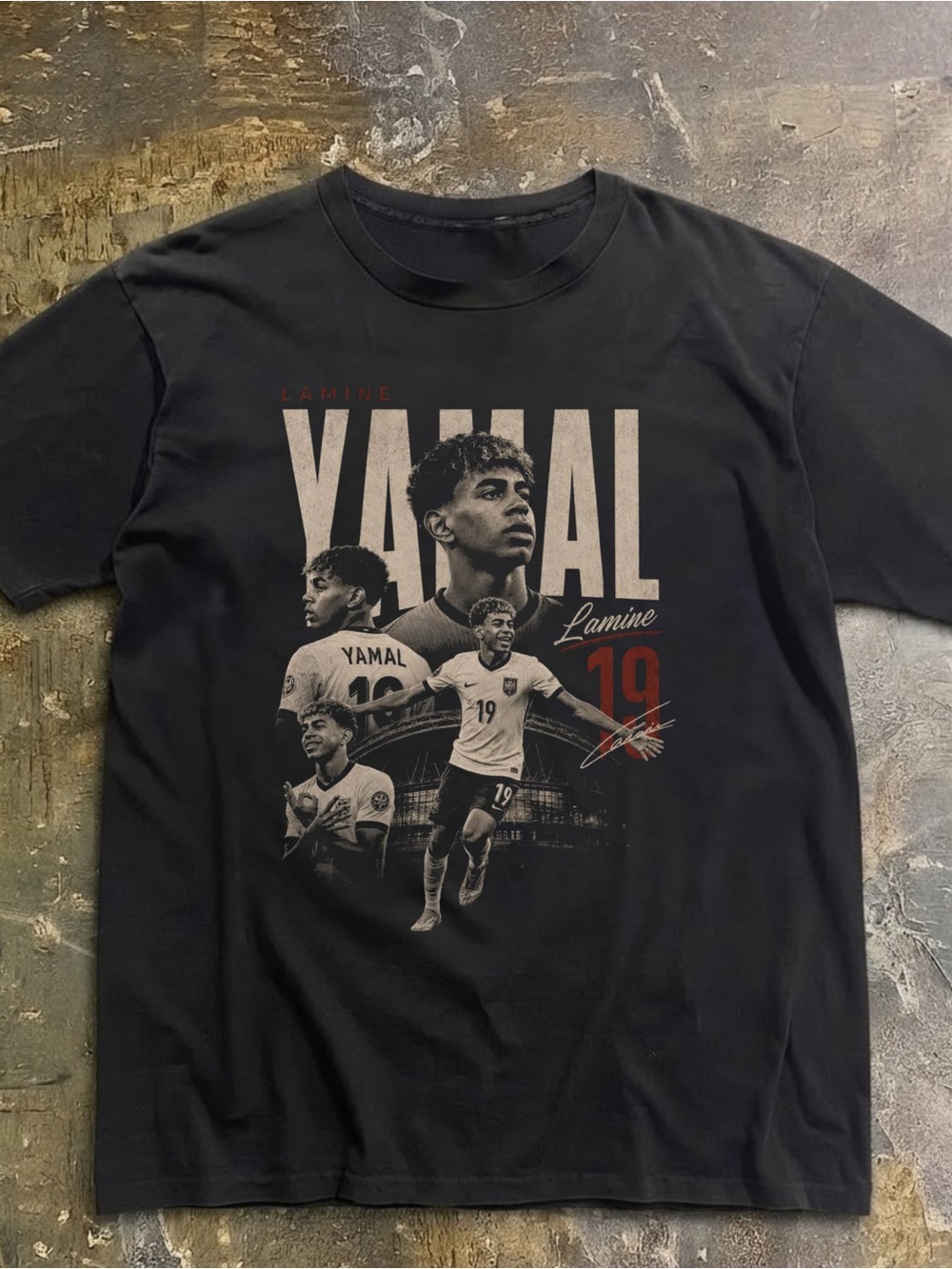 Black Yamal Lamine Graphic Crewneck T-Shirt